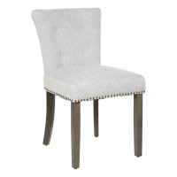 OSP Home Furnishings KNDG-H14 Kendal Dining Chair in Smoke Fabric with Nailhead Detail and Solid Wood Legs